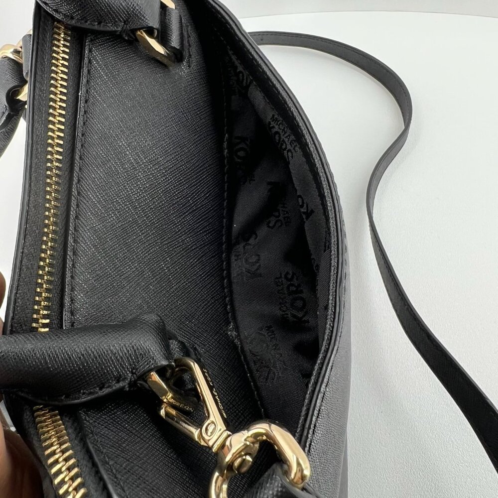 Michael Kors Cindy Large Dome Satchel Crossbody Bag Women Saffiano Leather Black - Picture 12 of 15